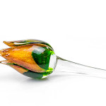 Glazen tulp Groen Oranje