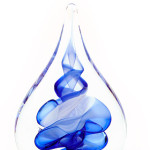 Glazen Druppel plat blauw wit (klein)