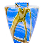 Glass vase blue and cream