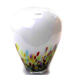 Glass vase white multicolor (large)