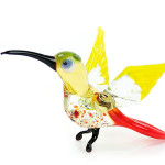 Glass bird hummingbird yellow red