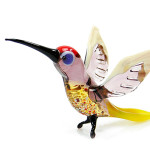 Glazen vogel kolibrie geel paars