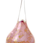 Glazen object druppel paars bladgoud (groot)